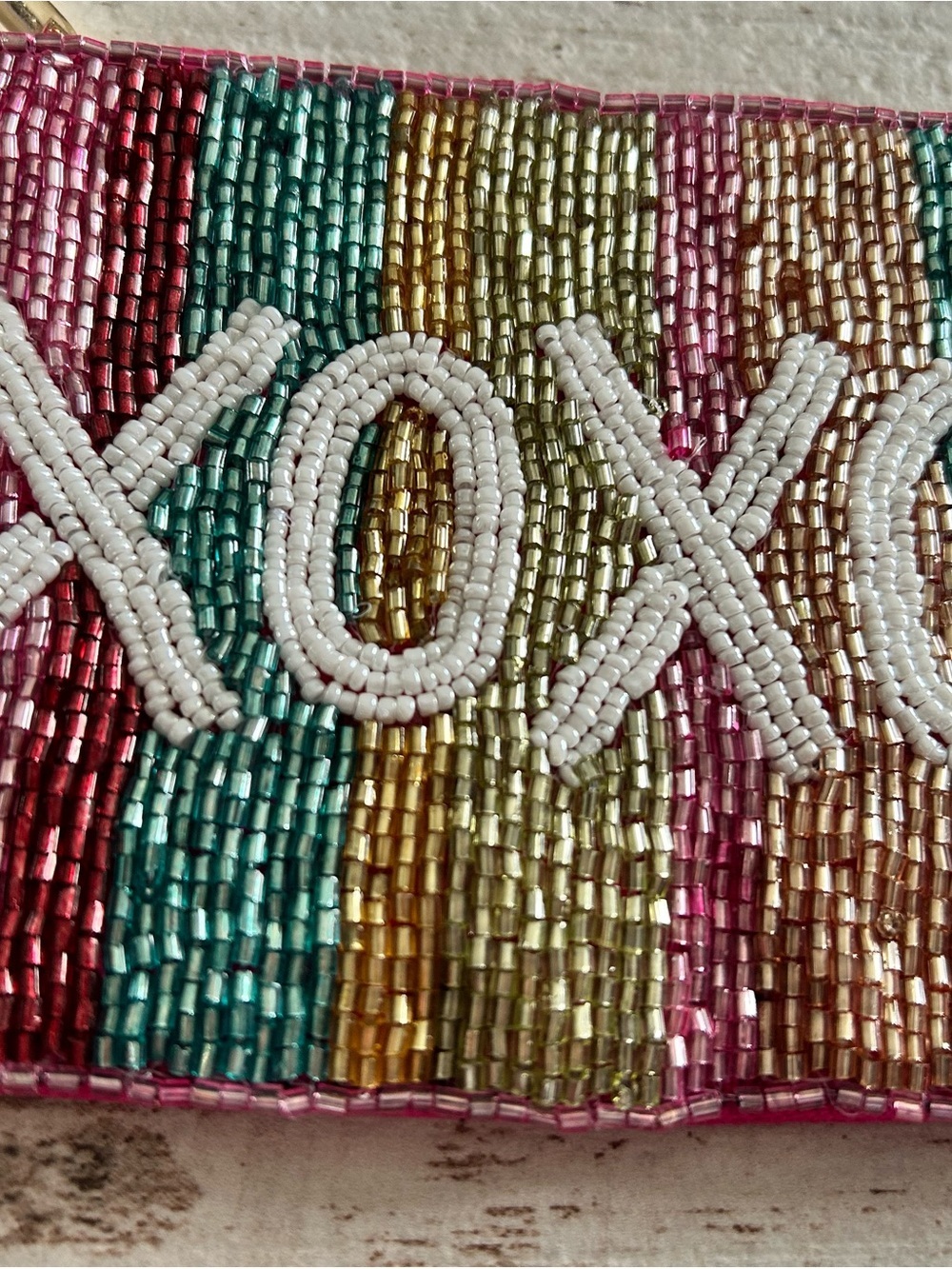 4/$50 Beaded 'XOXO' Multicolor Patch WALLET